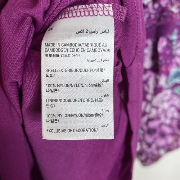 Style & Co Floral Ruffled Peasant Top Pink Womens Size 2X Boho Colorful Mesh - Picture 7 of 8